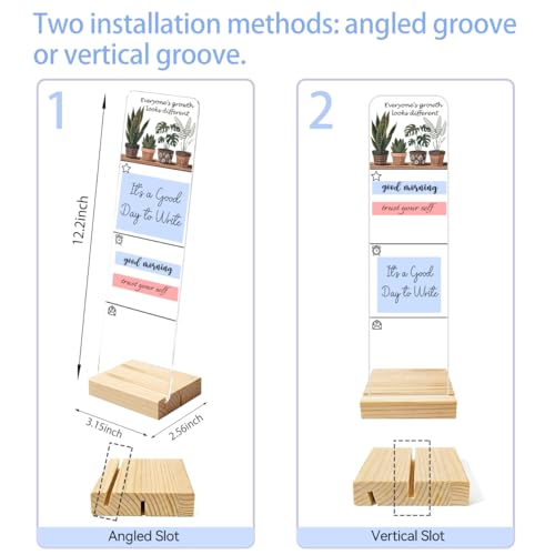 Sticky Notes Monitor Memo Board Acrylic Holder with Removable Wooden Base, Growth Looks Different for Everyone Logo Desk Set with 200 Sheets Two Sizes Sticky Notes, Office Desk Accessories Organizer - color: Everyone