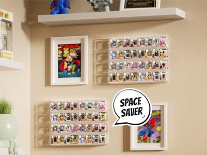 WINKINE Acrylic Display Bitty Protector Case Compatible with Funko Bitty Pop, Clear 32 Slots Figure Display Shelf for Countertop & Wall-mount, Mini Collection Case, Figure Holder Stand, 2 Pack(Clear)