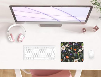 eulps Mouse Pad with Stitched Edge, Multiple Patterns Computer Mouse Pads with Non-Slip Rubber Base, Washable Cloth Mousepad, for Gaming, Laptop, PC (Wildflower Night) - color: 29Wildflower Night