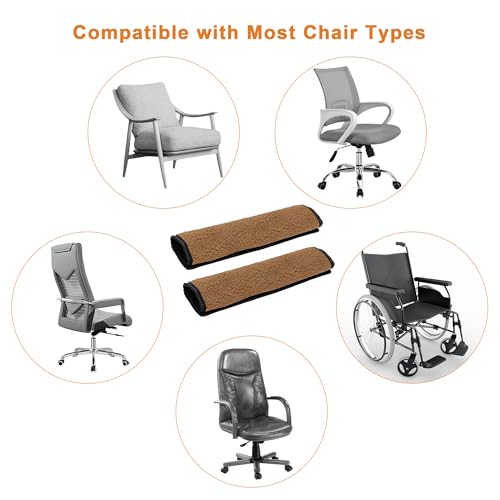 AHIER Wheelchair Armrest Pads, 2PCS Sheepskin Fleece Wheelchair Armrest Covers, Non Slip Arm Rest Cover Cushion pad for Wheelchairs (Brown) - color: Brown