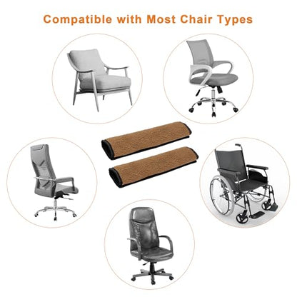 AHIER Wheelchair Armrest Pads, 2PCS Sheepskin Fleece Wheelchair Armrest Covers, Non Slip Arm Rest Cover Cushion pad for Wheelchairs (Brown) - color: Brown