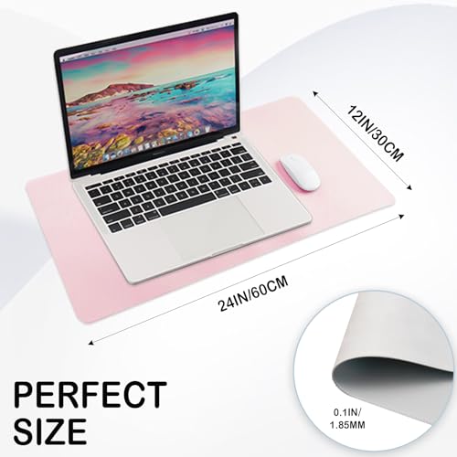 24 x 12 Inches Leather Desk Pad Protector, Non-Slip PU Leather Desk Mat, Laptop Desk Pad, Perfect for Office & Home Use (cherry blossom pink) - color: Cherry Blossom Pink