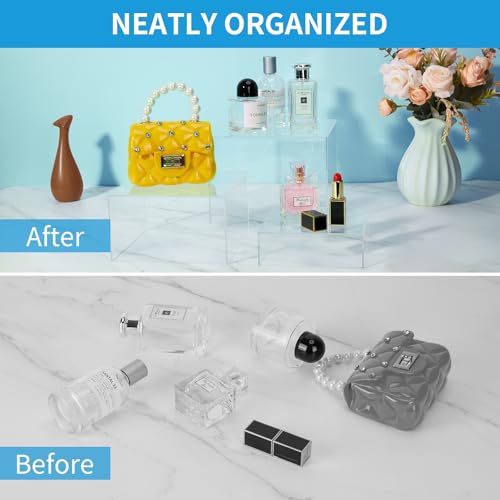 3Pcs Clear Acrylic Risers Display Stand, Acrylic Cube Box Stackable Nesting | Buffet Risers with Hollow Bottom Display Showcase for Figures Jewelry Perfume Handbag Food Dessert Party Show - color: Clear-3pcs
