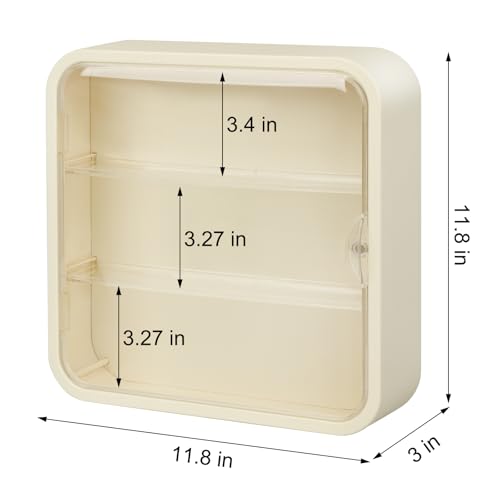 Display Case for Figures, Wall-Mounted Dustproof Display Box with Magnetic Door and Shelf, Adjustable Doll Display Case for Collectibles Figurines Sonny Angels Pop Mart Mini Figures (Creme White) - color: Creme White