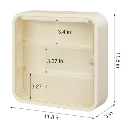 Display Case for Figures, Wall-Mounted Dustproof Display Box with Magnetic Door and Shelf, Adjustable Doll Display Case for Collectibles Figurines Sonny Angels Pop Mart Mini Figures (Creme White) - color: Creme White