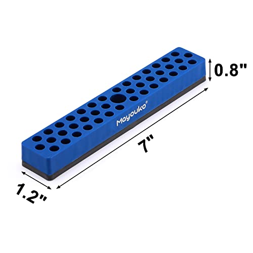 Mayouko 1/4" Magnetic Hex Bit Holder Rack Organizer, 43 Holes, 1/4-Inch Drill Bit Holder, Green&Blue, 2 Racks, Magnetic Bit Holder with Magnet Base for Screwdriver Bits - color: Green,blue