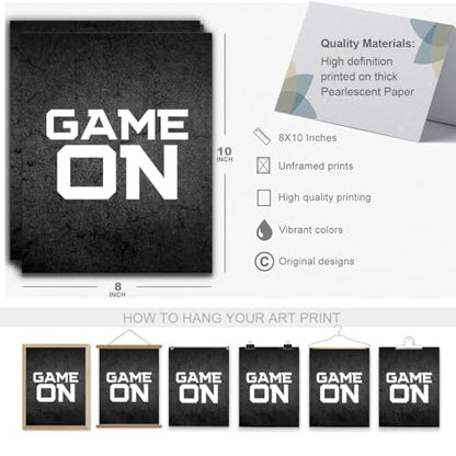 3 Pcs Black and White Gaming Wall Art Prints Boys Room Decor Game Room Decor Gamer Funny Wall Decor Paintings Posters for Office Home Bedroom Playroom Gifts for Men, Him, Son, Brother, Unframed