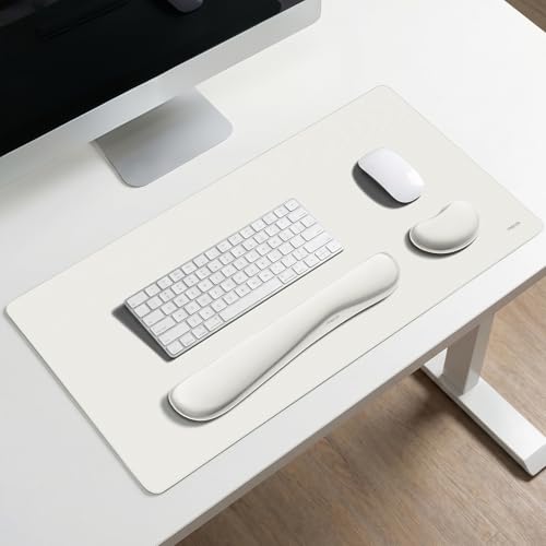 MOSISO Keyboard Mouse Pad Set, Gaming Mouse Pad&Keyboard Wrist Rest&Wrist Rest, Ergonomic Wristrests with Memory Foam Home Office Easy Typing Cushion Non-Slip Mousepad, Cloud Dancer White - color: Cloud Dancer White