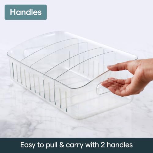 YouCopia FreezeUp Freezer Bin 15", BPA-Free Clear Fridge Organizer with Adjustable Dividers and Handles for Frozen Food and Leftovers - size: 15" Deep