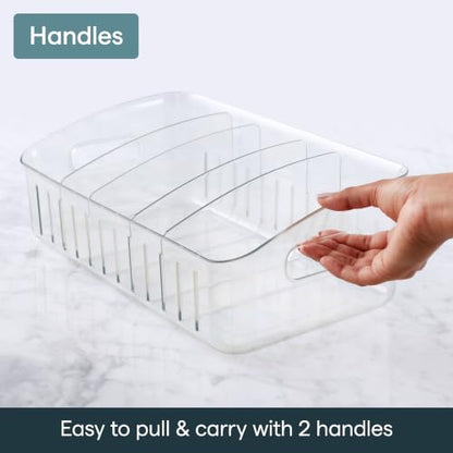 YouCopia FreezeUp Freezer Bin 15", BPA-Free Clear Fridge Organizer with Adjustable Dividers and Handles for Frozen Food and Leftovers - size: 15" Deep