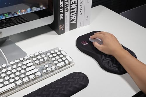 3-in-1 Ergonomic Mouse Pad Set with Keyboard Wrist Rest Support & Cable Organizer – Memory Foam for Carpal Tunnel & Pain Relief, Non-Slip Base – Ideal for Office & Gaming – Gift Box – Black-Meeshoo