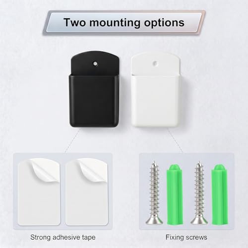 2 PCS Remote Control Holder Wall Mount, TV Remote Control Holder, Self Adhesive Pen Holder Organizers and Accessories for Home Office School (2, White+Black) - color: Set of 2-1 White+1 Black
