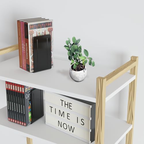 Acrimet Plastic Bookends for Bookcases, Shelves and Desktop, Plastic Book Holders (Black Color) (1 Pair) - color: Black
