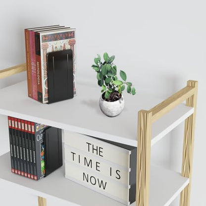 Acrimet Plastic Bookends for Bookcases, Shelves and Desktop, Plastic Book Holders (Black Color) (1 Pair) - color: Black