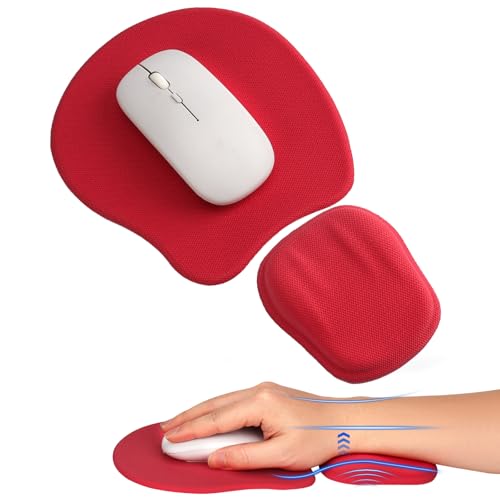 Ergonomic Mouse Pad with Wrist Support, Memory Foam Wrist Rest & Mouse Pad Set, Relieves Wrist Pressure for Comfortable Office & Gaming Use (Pink) - color: Pink