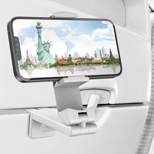 Perilogics Airplane Phone Holder Mount Universal in Flight Hands Free Viewing with Multi-Directional Dual 360 Degree Rotation. The Go-to Choice for Frequent Flyers and Travelers’ Favorite. - color: Blue / White
