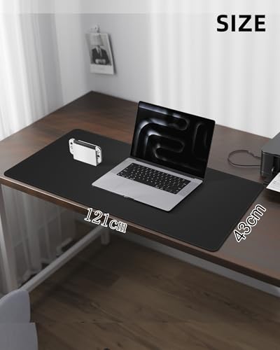 Leather Desk Pad Protector - 48" x 17" Non-Slip PU Leather Large Mouse Pad, Waterproof Desk Blotter Mat for Office and Home (Black) - color: Black, size: 48" x 17"