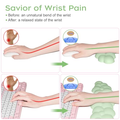 JIKIOU Upgrade Leather Cloud Keyboard Wrist Rest, Cloud Wrist Rest with Non-Slip PU Base, Comfortable Memory Foam Wrist Rest for Computer Laptop Mac Gaming Office and Pain Relief Christmas Wish Gift - color: 06pastel Green