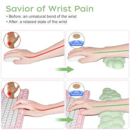 JIKIOU Upgrade Leather Cloud Keyboard Wrist Rest, Cloud Wrist Rest with Non-Slip PU Base, Comfortable Memory Foam Wrist Rest for Computer Laptop Mac Gaming Office and Pain Relief Christmas Wish Gift - color: 06pastel Green