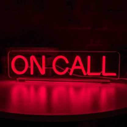 On Call Neon Sign with Acrylic Stand Base, On a Call Sign for Office, Tabletop Quiet LED Sign, Video Call In Progress Don't Disturb Quiet Zoon Desk Light Up Sign, For Game Room, Live House, Streaming, Studio - color: On Call