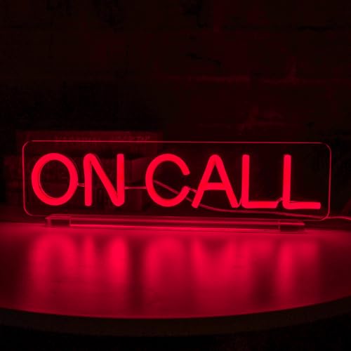 On Call Neon Sign with Acrylic Stand Base, On a Call Sign for Office, Tabletop Quiet LED Sign, Video Call In Progress Don't Disturb Quiet Zoon Desk Light Up Sign, For Game Room, Live House, Streaming, Studio - color: On Call