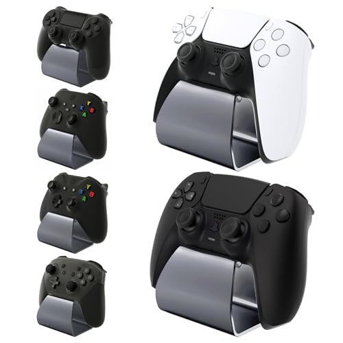playvital 2 Pack Stand-AL Controller Stand for ps5, for ps4, Aluminium Metal Display Gamepad Holder for Xbox Series X/S, Xbox One, Switch 2 Pro, Universal Desktop Controller Supporter, Gray - color: Gray 2 Set