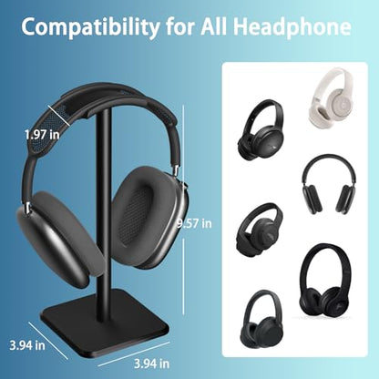 Headphone Stand - Headset Stand with Aluminum Hanger, Headphone Holder for AirPods Max, Sony, Bose, Beats and More (Black) - color: Black