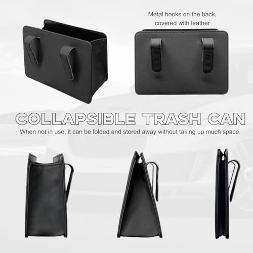 Yourkar Car Trash Can, Foldable Waterproof Leather Car Garbage Organizer Holder, Automotive Mini Dustbin Container with One Roll Trash Bag, Universal Interior Car Accessories (Beige) - color: Beige, S