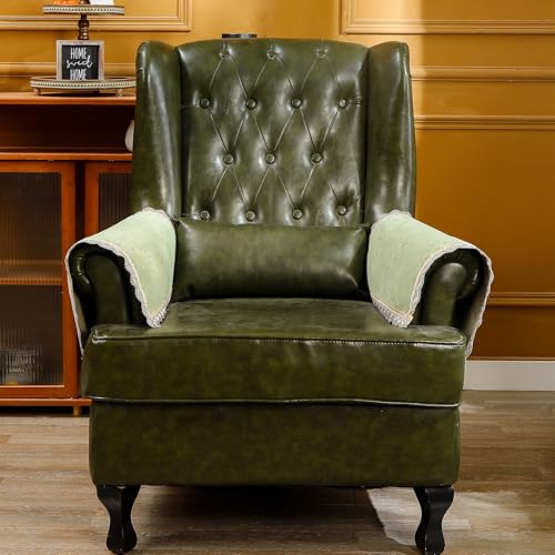 MINJIATEX Couch arm Covers,Non-Slip lace Sofa arm Covers Set of 2 Washable Sofa armrests Cover for Living Room Recliner Chair arm Cover Protectors for Leather armrest (FH-Sage Green) - color: Fh-sage Green