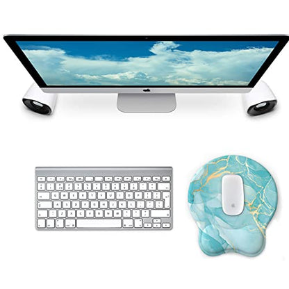 eulps Mouse Pad with Wrist Rest, Comfortable Computer Mousepad with Gel Wrist Support Smooth Surface and Non-Slip PU Base for Pain Relief, Laptop, Office & Home (Blue Marble) - color: Blue Marble