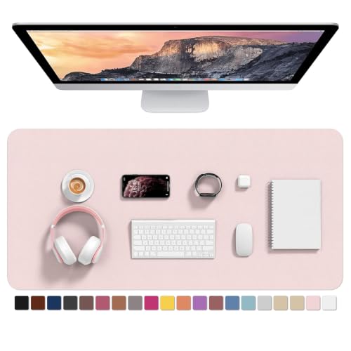 Hsurbtra Desk Pad, 35.5" x 17" PU Leather Desk Mat, XXL Extended Mouse Pad, Waterproof Desktop Blotter Protector, Non-Slip Ultra Thin Large Laptop Keyboard Writing Mat for Office Home, Pink - color: Pink, size: 35.5" x 17"