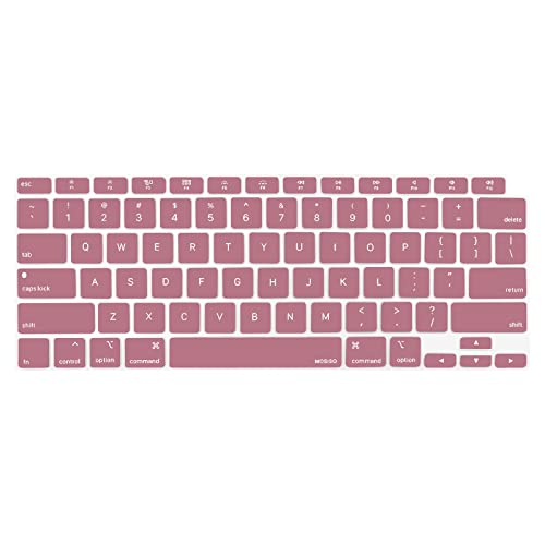 MOSISO Keyboard Cover Compatible with MacBook Air 13 inch 2022 2021 2020 Release A2337 M1 A2179 Retina Display with Touch ID Backlit Magic Keyboard, Waterproof Protective Silicone Skin, Tea Petal Pink - color: Tea Petal Pink