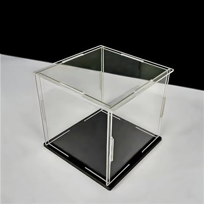 Clear Acrylic Display Case, 6x6x6 inch (15x15x15cm) | Assemble Cube Display Box, Black Base, Dustproof Protection, For Collectibles Memorabilia Figurines - size: 6 x 6 x 6 inches