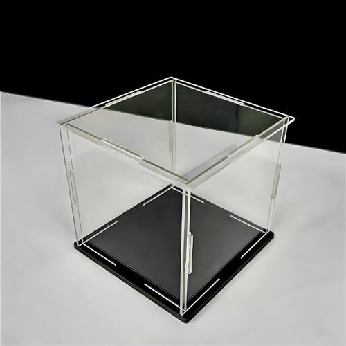 Clear Acrylic Display Case, 6x6x6 inch (15x15x15cm) | Assemble Cube Display Box, Black Base, Dustproof Protection, For Collectibles Memorabilia Figurines - size: 6 x 6 x 6 inches
