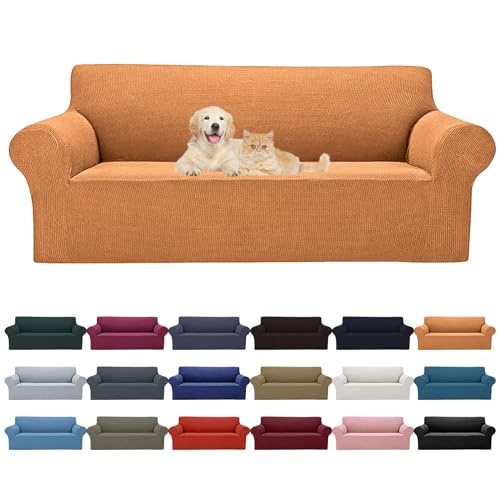 Cupuamon 2026 New Stretch Oversized Sofa Slipcovers Couch Sofa Cover for 4 Seater Furniture Protector Covers with Elastic Bottom Jacquard Fabric Small Checks for Pets, Kids - Golden - color: Golden, size: Oversized Sofa