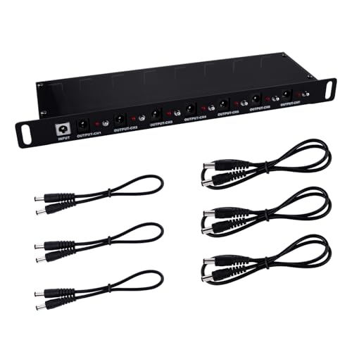 GeeekPi 10 inch Rack PDU, DC PDU Lite 7-CH 0.5U Rack-Mount Power Distribution Unit for DeskPi Rackmate T1/T0/T2/T0 Plus/T1 Plus/TL1/10 Inch Server Cabinet, 7 Outlets, w/3PCS 25cm DC5521 Cables