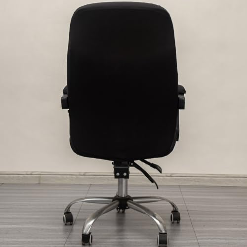Melaluxe Office Chair Cover with Arm Covers - Universal Stretch Desk Chair Cover, Computer Chair Slipcovers (Size: L) - Black - color: Black, size: Large with Arm Cover