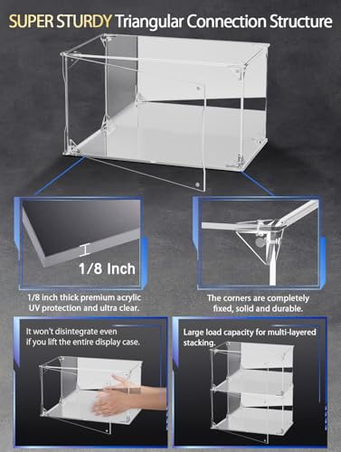 Clear Acrylic Display Case with Mirrored Back and Base, UV Protected Acrylic Box with Magnetic Door, Dustproof Display Box Showcase for Collectibles, Figures, Models, Toys (12x8x8inch) - size: 12x8x8 inch