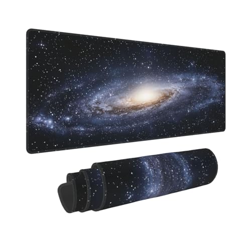 Galaxy Gaming Mouse Pad, Space Universe Starry Nebula Large Extended Desk Mat 11.8X 31.5 inches with Non-Slip Base & Stitched Edges, Waterproof Desk Mat for Office, Home, Laptop, Computer Keyboard - color: Galaxy_07