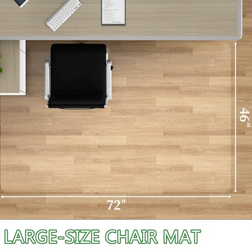 100pointONE Large Office Chair Mat for Hardwood Floor - 46" x 72" Clear Floor Protector Mat for Rolling Chair on Hardwood, Easy Glide Desk Chair Mat for Home & Office - color: Transparent, size: 46" x 72" Rectangular