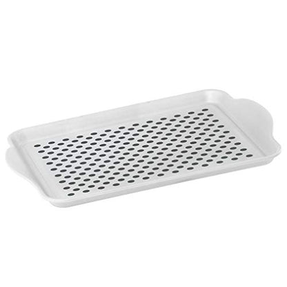 OGGI Anti Slip Serving Tray with Handles- White Rectangle Server - Ideal for Eating, Breakfast Tray, Food Tray, Appetizer, Serving - color: White, size: 17.3" x 11.5" x 1.3"