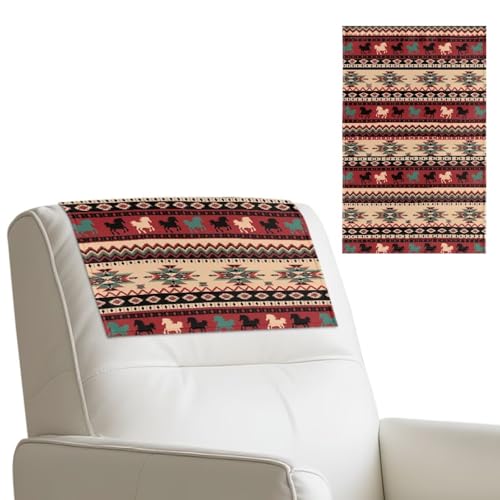 Aztec Horse Non Slip Headrest Cover, Leather Furniture Slipcovers, Waterproof Fitted Headrest Protector for Recline Chair, Easy to Clean, 2 Packs - color: Aztec Horse