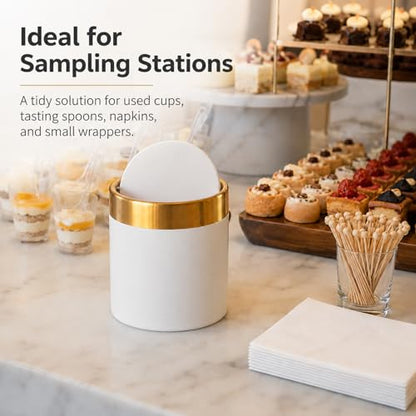 Mini Trash Can with Lid, Metal Small Tiny Mini Trash Bin Can, Mini Countertop Trash Cans for Desk Car Office Kitchen, Swing Top Trash Bin 1.5 L/0.40 Gal (White) - color: White
