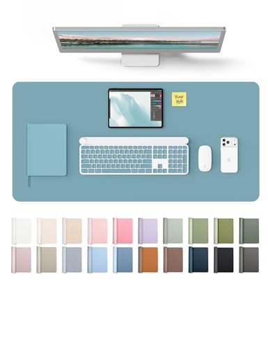 YSAGi Leather Desk Pad Protector, Office Desk Mat, Large Mouse Pad, Non-Slip PU Leather Desk Blotter, Laptop Desk Pad, Waterproof Desk Writing Pad for Office and Home (Aquamarine, 31.5" x 15.8") - color: Aquamarine, size: 31.5" x 15.8"
