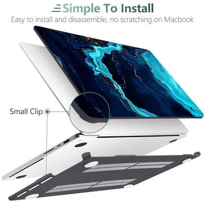 DONGKE Compatible with MacBook Pro 16 Inch Case (2026-2021 Release, M5 M4 M3 M2 M1 Pro/Max Chip), Plastic Hard Shell Cover with Keyboard Cover & Screen Protector for MacBook Pro 16", Blue Marble - color: Blue Marble