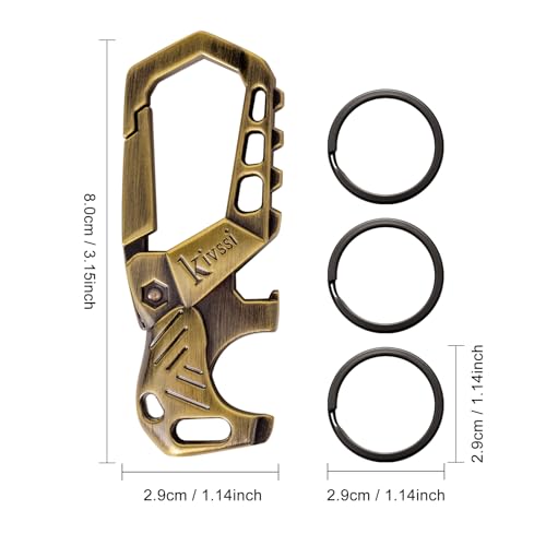 Kivssi Heavy duty metal keychains,Car key chain Carabiner clip key bottle opener 3 Key Rings for men and women. - color: Bronze+black