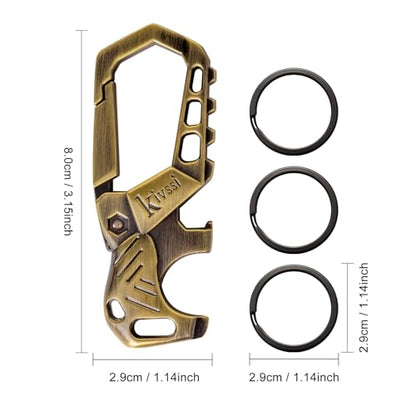 Kivssi Heavy duty metal keychains,Car key chain Carabiner clip key bottle opener 3 Key Rings for men and women. - color: Bronze+black
