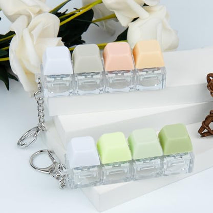 2 PCS 4-in-1 Keyboard Fidget Toy Keychain, Finger Clicky Button Toy Stress Relief Keychain with Swappable Keycaps, Mini Mechanical Key Fidget for Office Desk Focus Gifts (White Green Gray Pink) - color: White Green Gray Pink