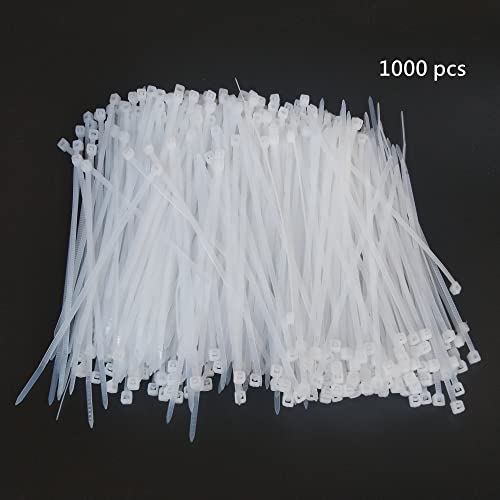 Zip Ties 1000 pcs 8 inch Cable Zip Ties, Premium Plastic Wire Ties with 40 LBS Tensile Strength, UV Resistant Cable Ties, White Nylon Tie Straps - color: White, size: 8 inch ( 4 x 200 mm )