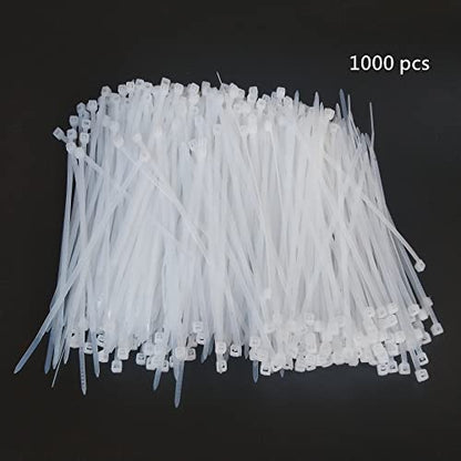 Zip Ties 1000 pcs 8 inch Cable Zip Ties, Premium Plastic Wire Ties with 40 LBS Tensile Strength, UV Resistant Cable Ties, White Nylon Tie Straps - color: White, size: 8 inch ( 4 x 200 mm )